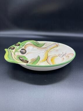 Clay Art San Francisco Olives & Garlic Ceramic Serving Dish 9” x 6”